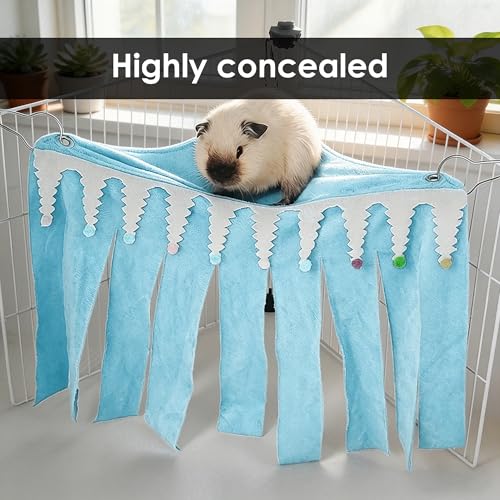Guinea Pig Corner Hideout, Triangular Small Animal Hideaway Hammock, Soft Cage Bed Accessories for Ferret, Hamster, Hedgehog, Chinchilla, Bunny (Blue) - color: Blue