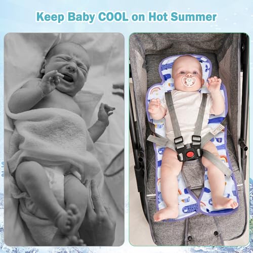 Gel Car Seat Cooler Pad,1 Pack Double Sides-Universal Baby Stroller Ice Cushion Mat,Summer Cooling Seat Liner,Multifunctional Suitable for Baby Dining Chair,Child Safety Seat(Whale + Blue Dinosaur) - color: Whale + Blue Dinosaur