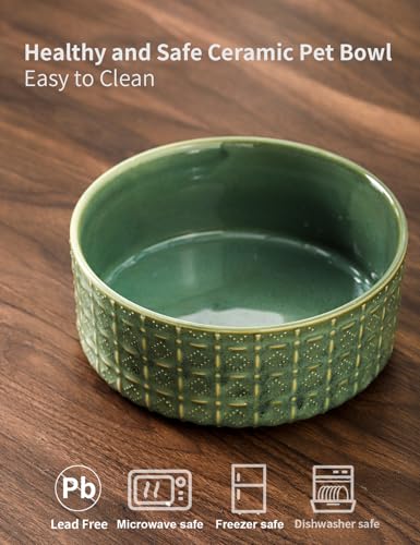 Ceramic Dog Bowl, 6.5 inch Pet Dog Food Bowl Water Bowls, Dogs Dish for Middle and Small Dogs, Puppy, Green - color: Green