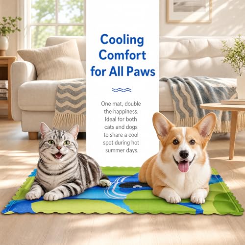 Dog Cooling Mat, L-25"x19" | Self Cooling with Non-Toxic Gel, Waterproof, Durable, For Indoor & Outdoor in Summer - size: L-25"x19"