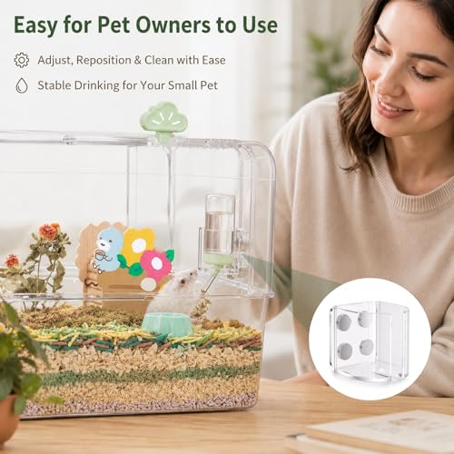 Hamster Water Bottles Holder with Magnetic,for Small Pets,Hamster Cage | Drop-Resistant Water Bottle Stand with Adjustable Height, Fits Bottles up to Dia 2 inches (No Water Bottle)