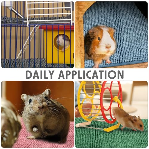 4 Pcs Guinea Pig Cage Liner 12 x 12 Inch Washable Chenille Pee Pads Pet Dog Cat Bedding Training Mat Reusable for Small Animals Puppy Bunny Hamster Chinchilla - color: Mixed Color, size: 12 x 12 Inch, style: Low Pile Chenille