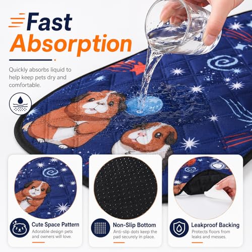 HERCOCCI 2 Pack Guinea Pig Cage Liner, 24"x48" Washable Guinea Pig Pee Pads, Absorbent Bedding Training Mat for Small Animal Guinea Pigs Rabbit Hamster Chinchilla Puppy