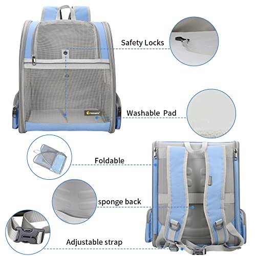 Texsens Innovative Traveler Bubble Backpack Pet Carriers for Cats and Dogs - color: Blue