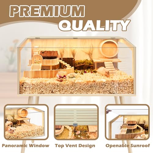 PROLEE Hamster Cage with Legs, Guinea Pig Cages Chew Proof, Hamster House, Hamster Cages and Habitats, Small Animal Cage, 48" L x 20" W x 47.5" H - size: 48.0"L x 20.0"W x 47.5"H