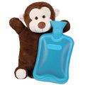 HomeTop Premium Classic Rubber Hot Water Bottle with Triceratops Cover | Natural rubber hot water bottle,Long-lasting heat retention,Snuggly all-night warmth - color: Blue/Monkey