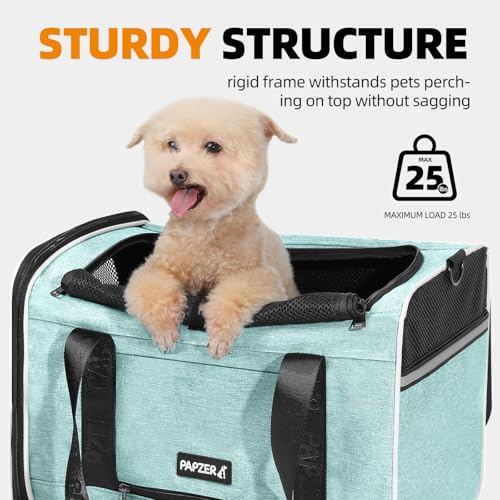 Cat Carrier for Travel, Soft-Sided, Top Loading, Privacy Curtain, to 20 lbs | Medium Pet Carry Bag Anxious Cat, Vet Visits Car Transport, Luggage Sleeve Suitcase Attachable Small Puppy Crate Kennel Teal - color: Teal