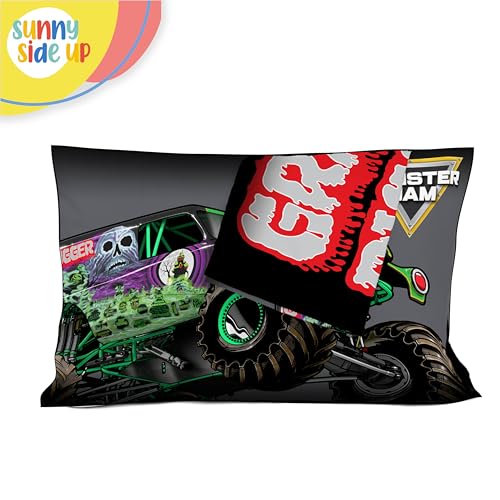 Sunny Side Up Monster Jam Grave Digger 2 Pack Reversible Pillowcases - Double Sided Pillow Covers, Kids Super Soft Trucks Bedding - color: Black - Monster Jam