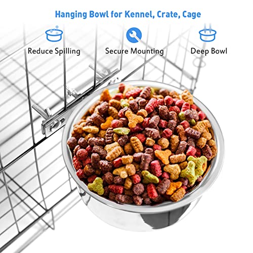 Kennel Water Bowl, 2 Packs No Spill Hanging Cage Crate Bowl for Cat, Small Dog Feeder -2 Cups / 1 Pint - size: 2 Cups 16OZ