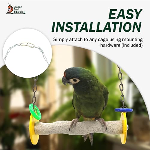 Sweet Feet and Beak Roll Bird Swing, X-Large, Outdoor Pedicure Perch, Yellow - color: Yellow, size: 11.5" XLarge