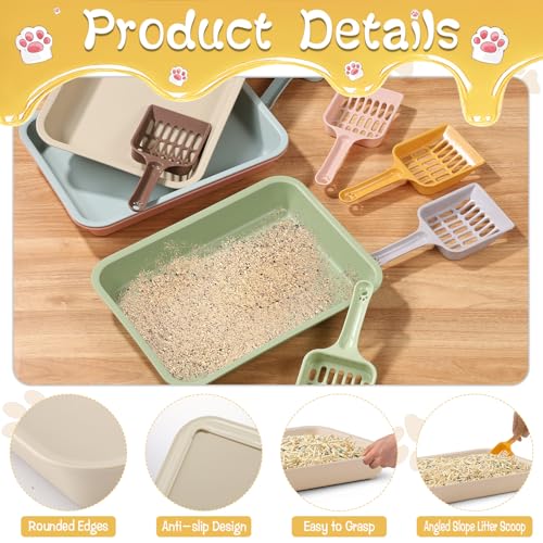 6 Pcs Kitten Small Litter Box Set, Color Plastic Kitten Litter Pan with 6 Scooper Cat Litter Box Cat Litter Box Travel Toilet for Small Pet Kitty Bunny Guinea Pig - color: C-color