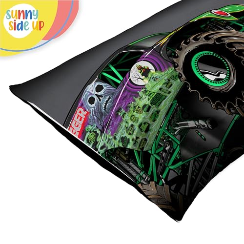 Sunny Side Up Monster Jam Grave Digger 2 Pack Reversible Pillowcases - Double Sided Pillow Covers, Kids Super Soft Trucks Bedding - color: Black - Monster Jam
