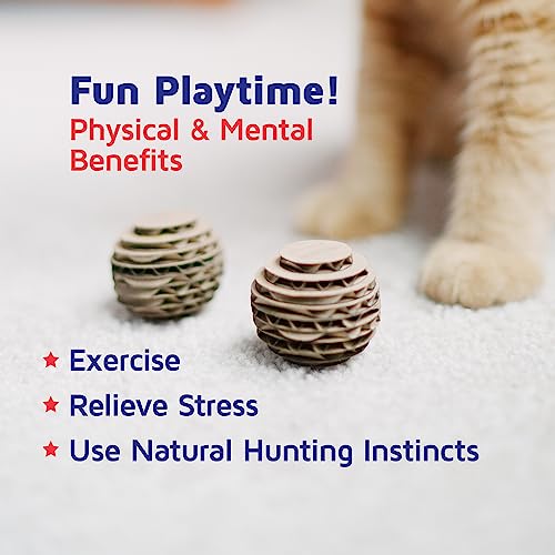 Cat Ball Toys by Americat – Made in USA – Safe Cardboard Cat Toys – for Interactive and Independent Play, Exercise & Stress Relief for All Breeds & Ages (Variety Pack of 3 Balls) - style: Variety Pack