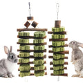 WDEFUN Natural Apple Wood Clover Cake Teeth Grinding Toy String - Rabbit Snack Chewing Toy, Safe and Durable Pet Teeth Grinding Rod, Caring for Dental Health - size: 2 Pcs Large Grinding Toy String