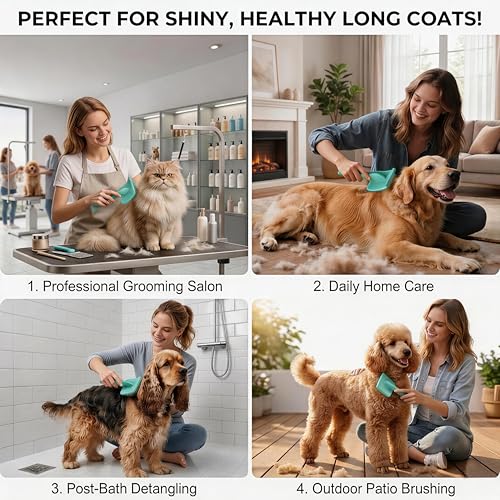 Wooden Long Pin Slicker Brush for Large Dog, Poodles & Doodles Long Hair | Grooming, Fluff & Detangle Heavy Dense Wavy Curly Coats to Easily Prevent Severe Hair Matting During Shedding Seasons - color: Green