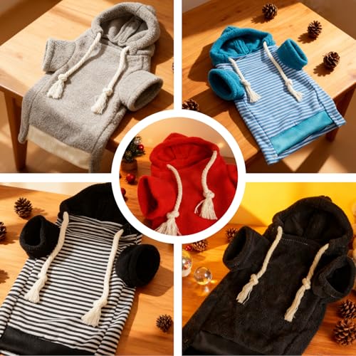 Small Pet Harness Vest and Leash Set Ferret Clothes Hoodies for Ferrets for Outdoor Walking Rabbit Ferret Guinea Pig Bunny Hamster Puppy Kitten (Black and White Striped Clothes + Leash) - color: Black and white striped clothes + leash