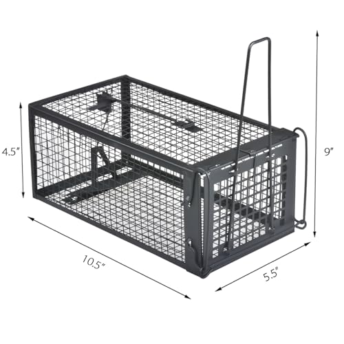 Gingbau Live Chipmunk Rat Trap Humane Vole Mouse Cage Trap - color: Black