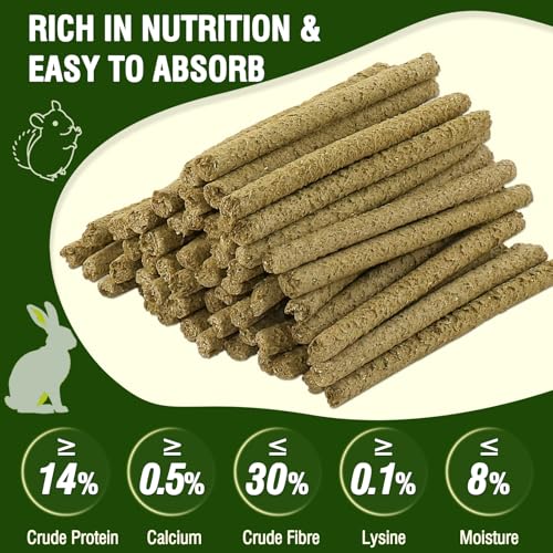 Timothy Hay Sticks for Rabbits Guinea Pigs Hamsters 200g - Natural Bunny Chew Treats,Rabbit Toys,Dental & Digestive Health for Small Animals