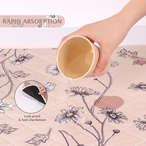 IEUUMLER Washable Pee Pads for Dogs, 2 Pack Non-Slip & Waterproof Pack Whelping Pad, Reusable Washable Puppy Potty Training Pad with Fast Absorbent for Playpen EU007 (Pink Daisy, 24"X18"-2pcs) - size: 24"X18"-2pcs