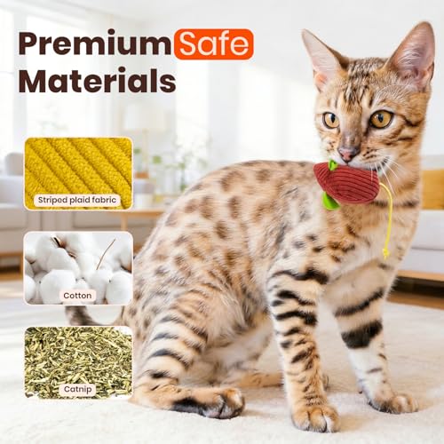8Pcs Catnip Cat Mice Toys Interactive Mouse Cat Toy for Indoor,Adult & Kitten Cat Toys for Playing, Chewing & Teeth Cleaning