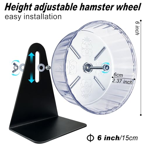 Super Silent Hamster Exercise Wheel - Adjustable Stand, Quiet Rat Wheel ( 6 inch, Transparent) - color: Transparent, size: Φ 6 inch