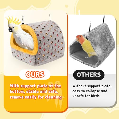 VZZNN Bird House & Bed for Cage, Plush Parakeet Nest Hammock for Parrots | Cozy, Safe & Easy‑to‑Hang Bird Nest – Support Plate, 3 Sizes, Perfect for All Parrots.