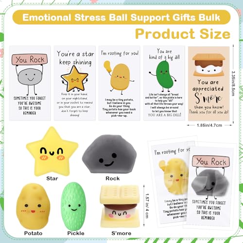 HyDren 60 Set Inspirational Stress Ball Gifts Bulk Back to School Gifts Kawaii Squeeze Stress Relief Ball Employee Appreciation Motivational Cards Cute Fidget Toys for Coworker Adult (Mixed Style) - style: Mixed Style