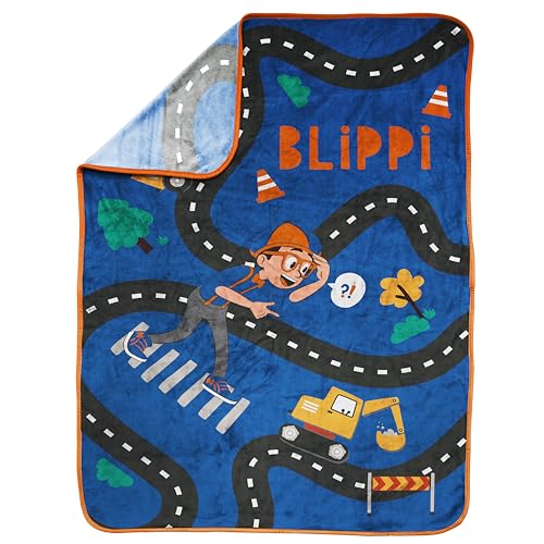 Jay Franco Kids Plush Throw Blanket – Soft & Cozy Fleece Throw for Bedroom & Couch Décor, Official Licensed Product, Blue - Blippi, 40x50 - Travel Blanket - color: Blue - Blippi, size: 40x50 - Travel Blanket