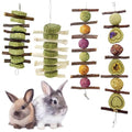 Hamiledyi 4PCS Bunny Chew Toys Rabbit Toys for Teeth Grinding Natural Fruit Sticks Organic Timothy Grass Cakes Chew Toys and Treats for Rabbit Bunny Guinea Pig Hamster Chinchilla - style: Style A