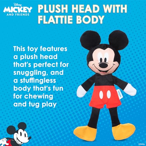 Disney for Pets Mickey Mouse Plush Squeaker Dog Toy, 13.5 Inch | Flattie crinkle body design, officially licensed Disney product, inspired by Mickey Mouse, playful design - color: Mickey Mouse Plush, size: 13.5 Inch