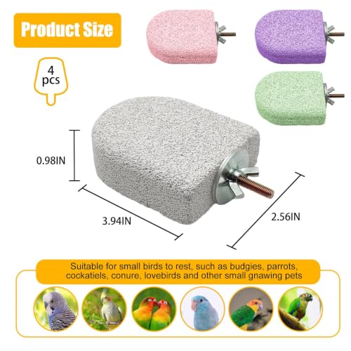 4Pack Bird Perch Stands Parrot Beak Grinding Stone Platform,Color-S | Parakeet Foot Claws Trimmer,Calcium Perch Climbing Chewing Toys for Small Medium Birds Cockatiel Conure Lovebird Budgie - color: 4Pack Colorful | S