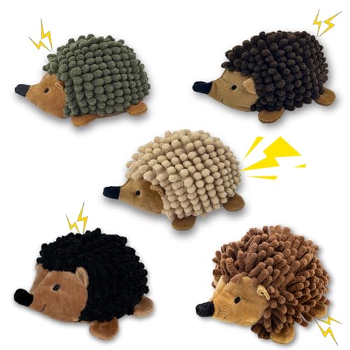 2-in-1 No-Stuffing Hedgehog Dog Toys 5PCS, Squeaky Ball for Throwing Play | Interactive Chewing Toys for Medium and Small Pets, Durable Plush for Companion, Keep Puppy Busy, Holiday Gift - style: Hedgehog 5pack