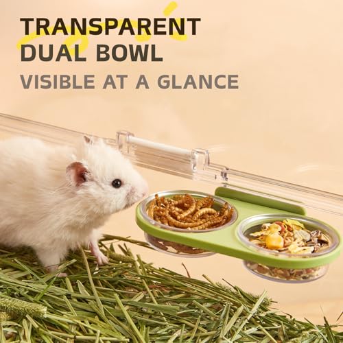 Magnetic Hamsters Feeding Set Freestanding Water Bottle Food Bowl for Glass Tanks, Suitable for Syrian Dwarf Hamsters Gerbils Mice Rats Degus (Gray, Magnetic-Mounted) - color: Gray