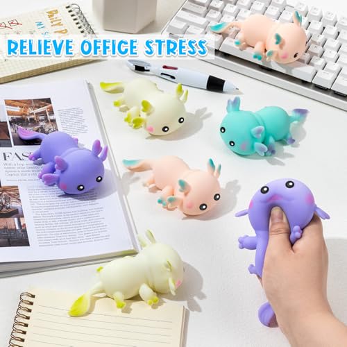 12PCS Axolotl Sensory Fidget Toy Stress Relief Squeeze Axolotl for Kid Gift | Cute Axolotl Animal Toys Bulk for Kids Adults Gift Birthday Festival Party Favors - style: 12PCS (Pure)