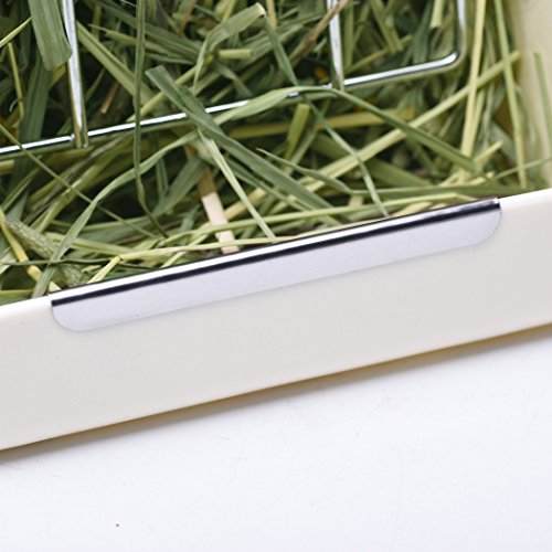 CalPalmy Hay Feeder for Rabbits, Guinea Pigs, and Chinchillas - Minimize Waste and Mess with 5.5" x 3.5" x 7.4" Hanging Alfalfa and Timothy Hay Dispenser - color: White, size: 5 1/2" x 3" x 7 3/8" (1-Pack)