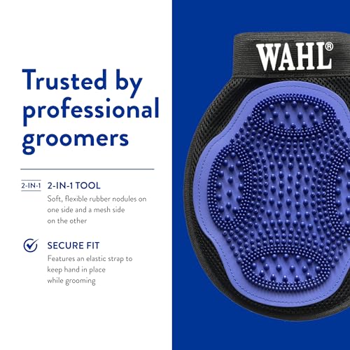 WAHL Professional Animal Equine Grooming Mitt - Flexible Rubber Brush for Horse Care