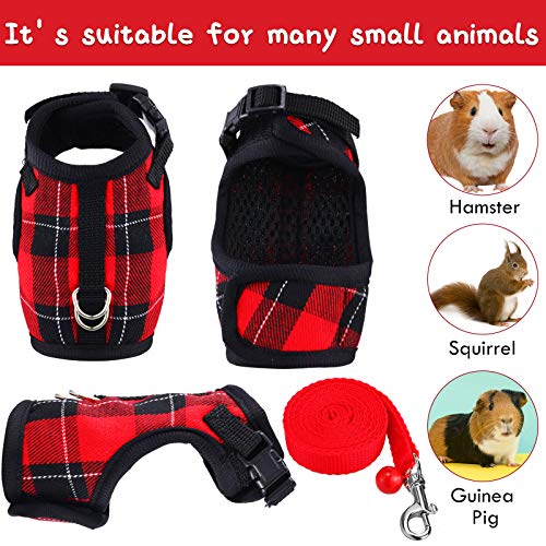 2 Pieces Guinea Pig Harness and Leash with Safety Bell Adjustable Hamster Ferret Harness and Leash Set No Pulling Walking Vest for Ferret Chinchilla and Similar Small Animals (S, 6-7 Inch Chest) - size: S, 6-7 Inch Chest