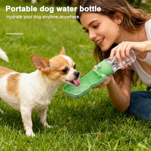 Amerisun Dog Water Bottle, 16.9 OZ Collapsible Leak-Proof Pet Water Bowl | Collapsible Water Bottle,Suitable for Dog, Cat, Puppy, Guinea Pig, Hamster & Bunny. Ideal for Walking, Hiking (A012B-Green) - color: A012B-Green