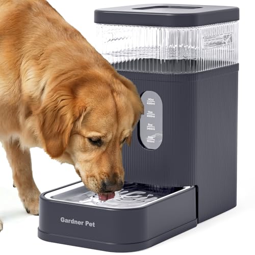 Gardner Pet 2.2 Gallon Automatic Dog Water Bowl Dispenser 8.5L Gravity Water Feeder with Stainless Steel Bowl & Maifan Stone Filter, BPA-Free for for Cats and Dogs (Grey, 2.2 Gallon) - color: Grey, size: 2.2 Gallon