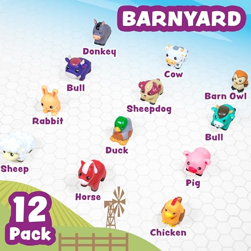 Tub Works® Barnyard™ Mold Free Bath Toys, 12 Pack | Sealed, No Hole Bath Toys Design Keeps Moisture Out | Soft, Squeezable & Float on Water | Farm Animals Baby & Toddler Bathtub Toys | Baby Pool Toys - style: 12 Pack
