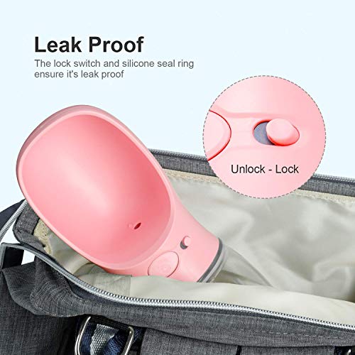 DEYACE Dog Water Bottle, Leak Proof Portable Pet Water Bottles for Dogs, Puppy Water Dispenser with Drinking Feeder for Travel (Pink 12oz) - color: Pink 12oz