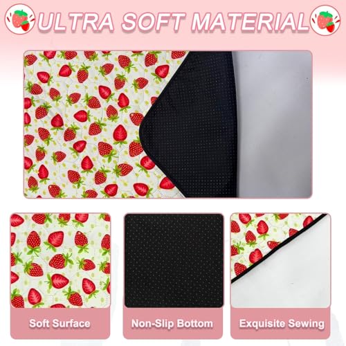 2 Pack Guinea Pig Cage Liners, 12"x 24" Washable Waterproof Bedding for Rabbit, Bunny, Hamster & Small Animals, Reusable Super Absorbent Pee Pads for C&C Cage, Strawberry Print - size: 12x24 inch 2pack