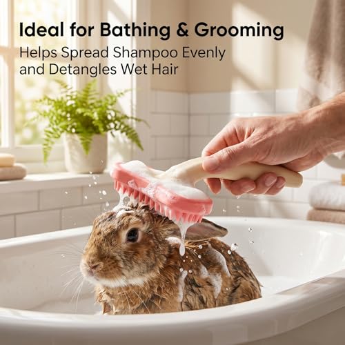Bunny Brush Short Hair Dog Brush, Soft Silicone Comb Bath Massage Comb | De-Shedding, Easy to Remove Loose Undercoat, for Rabbits Chinchillas Kittens Puppies, During Shedding Season or Bath Time