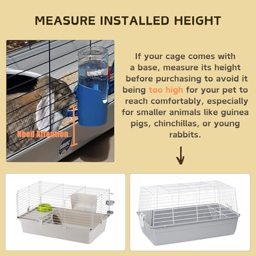 Rabbit Water Bottle, 600ml/21oz Hanging Water Dispenser Feeder Cage Crate Hutch Bunny Puppy Cat Chinchilla Ferret Guinea Pigs Squirrel Hedgehog (Pink)