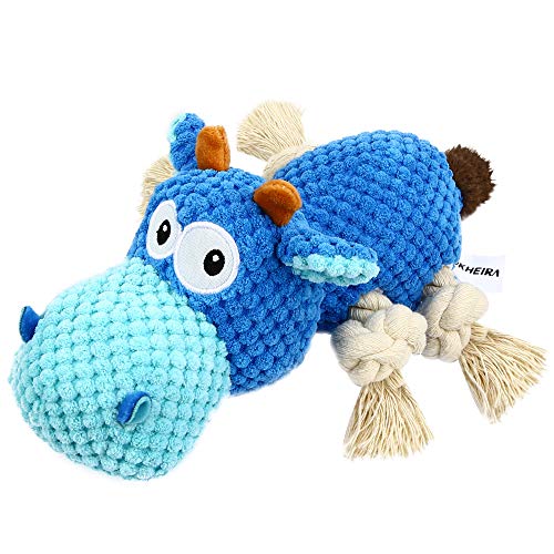 IOKHEIRA Dog Plush Toy for Large Aggressive Chewers,Indestructible Dog Squeaky Toys,Stuffed Animals Toys with Cotton Material and Crinkle Paper,Durable Chewing Toys (Royal Blue, Cattle) - color: Royal Blue