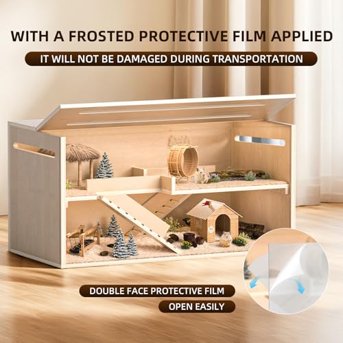 Hamster Cage Chewproof, 40" Wooden Guinea Pig Cage for Small Animals, Large Hamster Habitat, Openable Top with Easy View Acrylic Panels for Hamster, Rabbit, Guinea Pig, Hedgehog(40" L x 20" W x 20" H) - size: 40.0"L x 20.0"W x 20.0"H