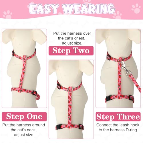 2 Pack Cat Harness and Leash Escape Proof Adjustable Cat Harness with Leash | Lightweight Soft and Comfortable for Small Medium Cats Safe Walking and Travel - color: Pink,Green