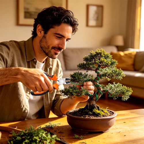 Mudder 5 Roll Aluminum Bonsai Training Wire Tree 1/1.5/2.0/2.5/3mm 118 Feet Total with Bonsai Wire Cutter Anodized Training for Holding Branches Small Trunks(Green) - color: Green, size: 1/1.5/2/2.5/3mm