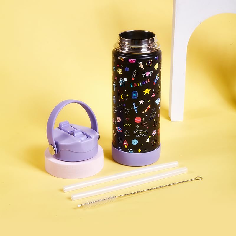 Space Kids Insulated Water Bottle - Bulk Stainless Steel Water Bottles for School Travel Leak Proof Vacuum Metal (Astronaut, 18 Ounces) - color: Astronaut