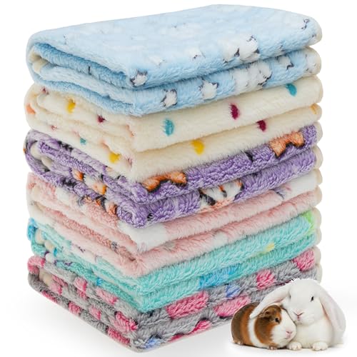 Guinea Pig Blankets 6 Pack, Soft Fleece Small Animal Cage Liners | Washable Pet Bedding Mat & Cozy Cuddle Pads for Rabbit, Hamster, Chinchilla, Hedgehog, Guinea Pig (13.7x13.7in) - color: Multi-colored, size: 13.7"*13.7"